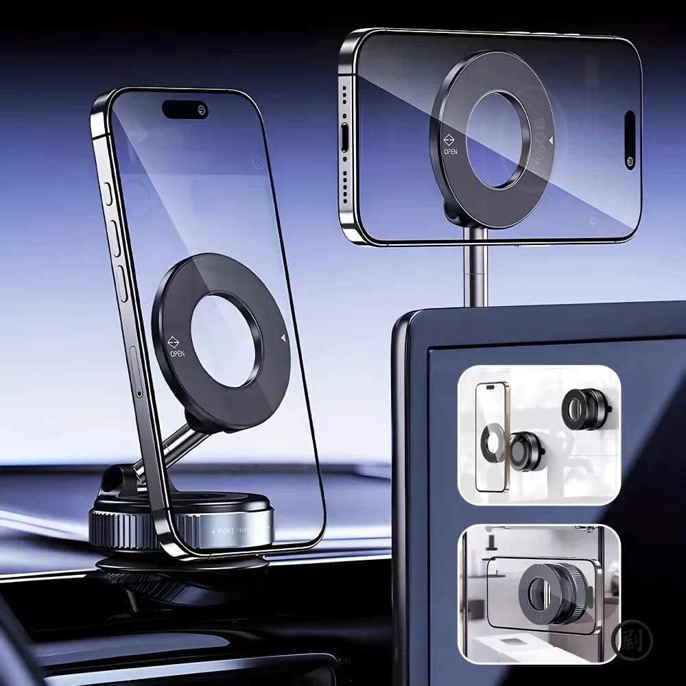 Supporto Magnetico per Telefono da Auto, Design Pieghevole a 360 Gradi ° Supporto a ventosa regolabile per auto/scrivania/bagno/uso universale