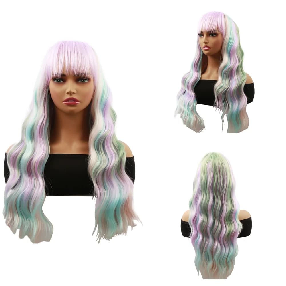 Synthetic wavy hair fringe Colored shadows are suitable for Lolita soft heat resistant wigs for women's daily Halloween parties