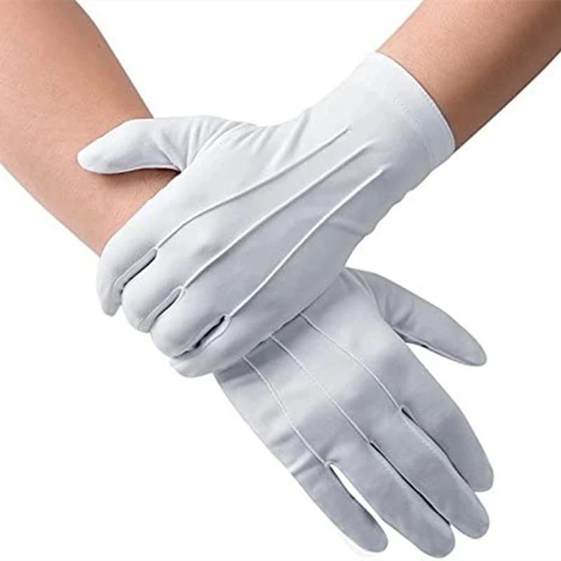 Guanti in cotone bianco per uomo Guanti uniformi da smoking formale Guardia d'onore Parata Cerimonia Costume Cosplay Moneta Gioielli Guanto da maggiordomo