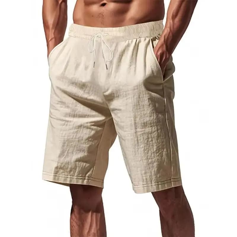 Nuovi Pantaloncini da Uomo in Cotone e Lino 2026, Pantaloni Estivi Traspiranti Tinta Unita, Shorts da Spiaggia, Abbigliamento Fitness e Streetwear