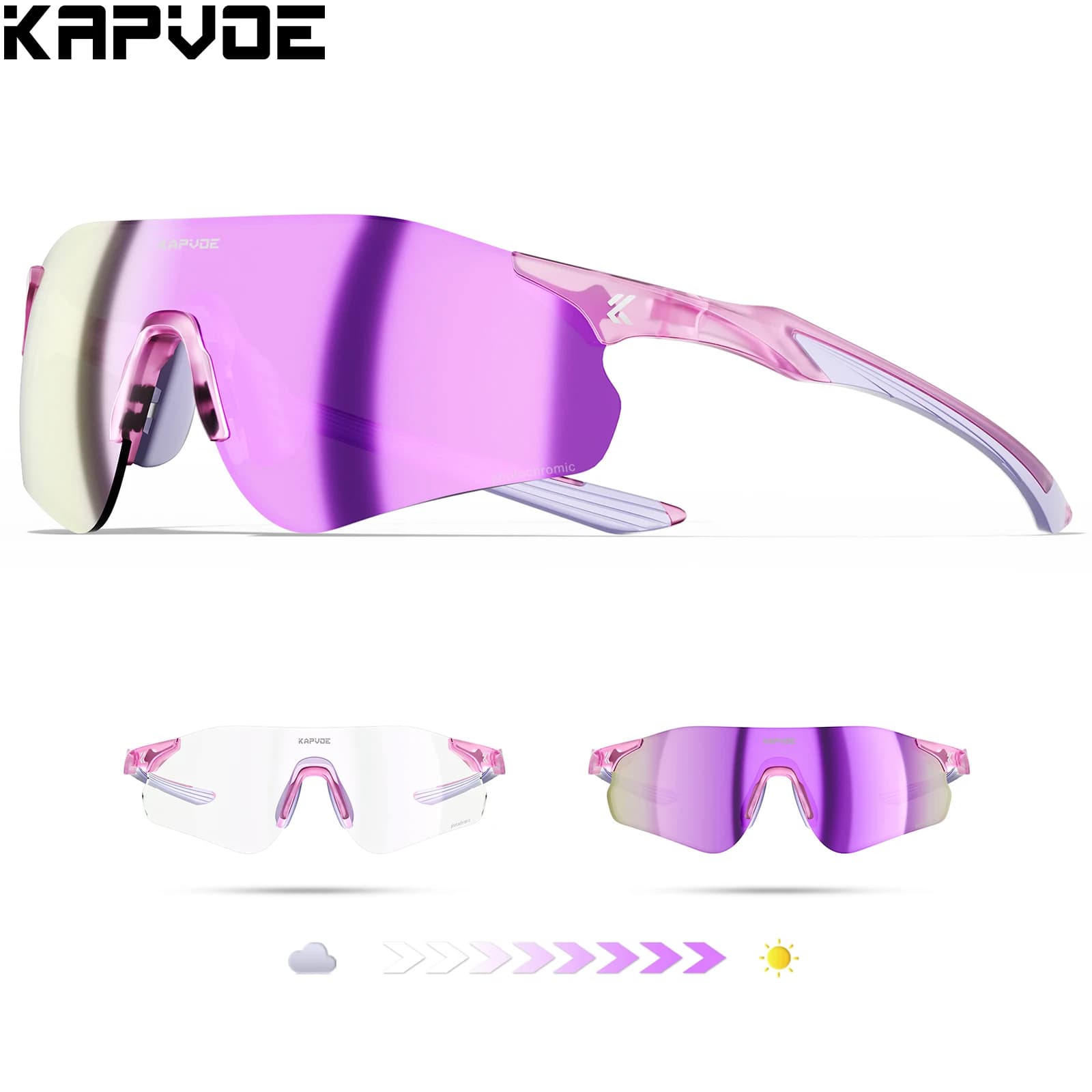 KAPVOE Ultralight Marathon Sports Glasses UV400 Running Goggles Photochromic Cycling Sunglasses Outdoor Camping Bike Equipment