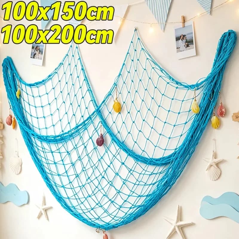 Wall Decor Fishing Net Theme Party Hawaiian Atmosphere Hanging Net Photo Hanging Storage Decoration Home Hand-woven Ornament Net