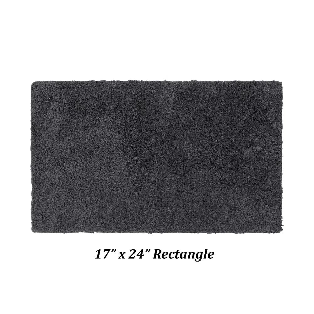 Water Absorbent Non Slip Bath Mat Machine Washable Micro Plush Tufted Bathroom Rug 100% Polyester 17 x 24 Charcoal
