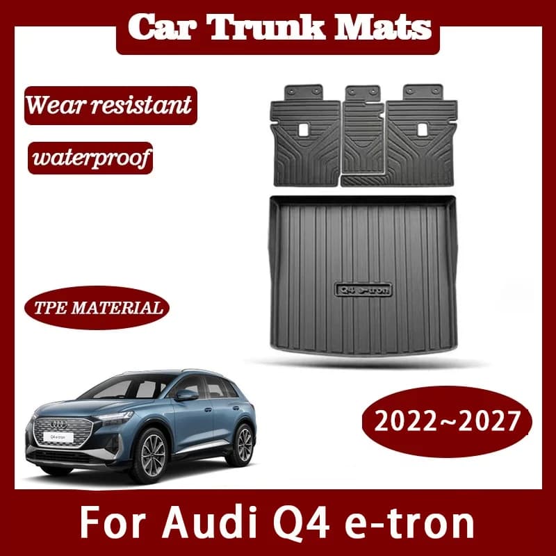 Tappetini per bagagliaio posteriore auto per Audi Q4 e-tron F4 2022~2027, tappeti impermeabili in TPE, copertura per sedile posteriore, rivestimento per vano di carico, accessori auto
