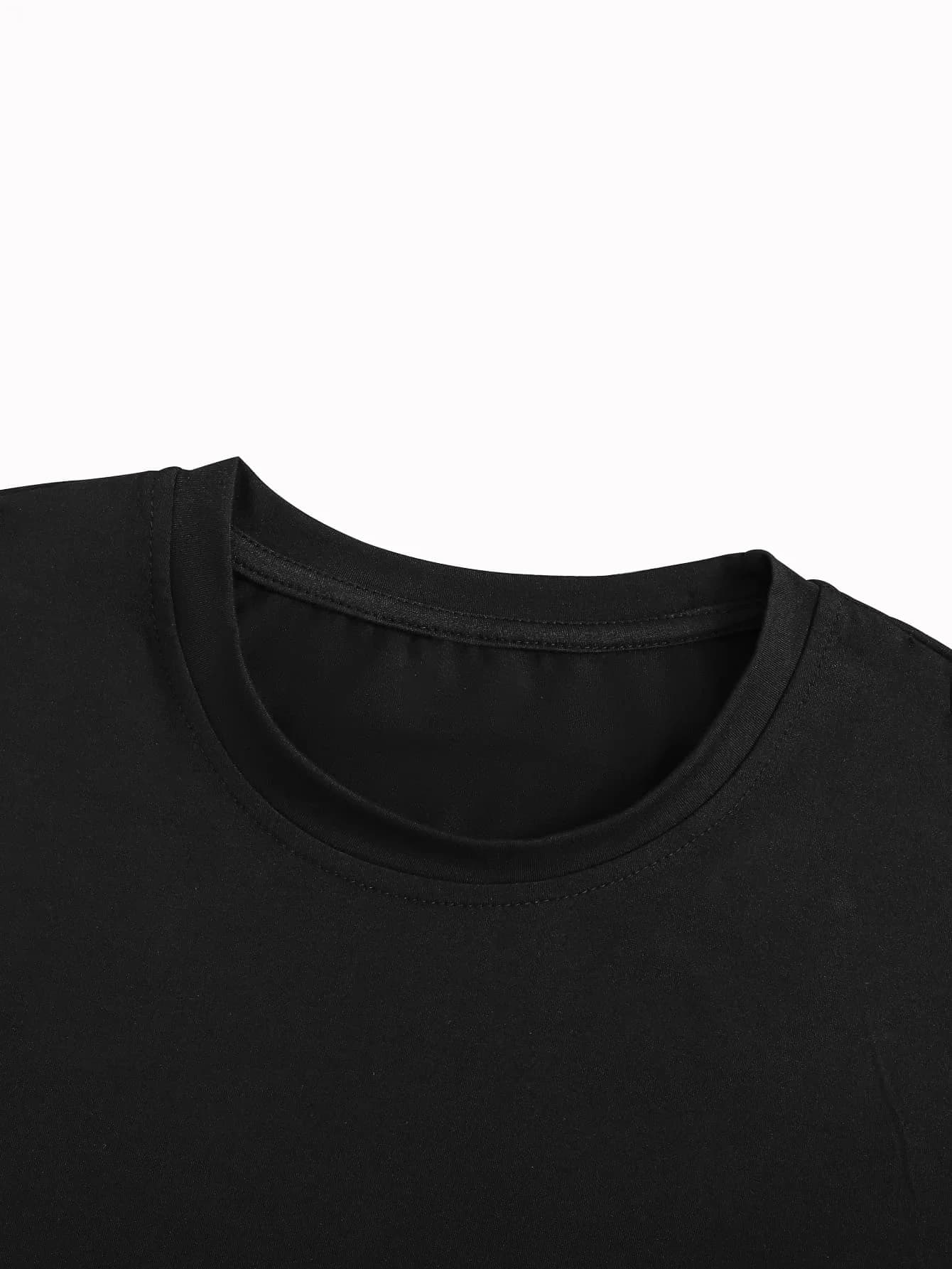 T-shirt da uomo a maniche corte con scollo rotondo e pantaloncini con coulisse in vita, completo casual estivo