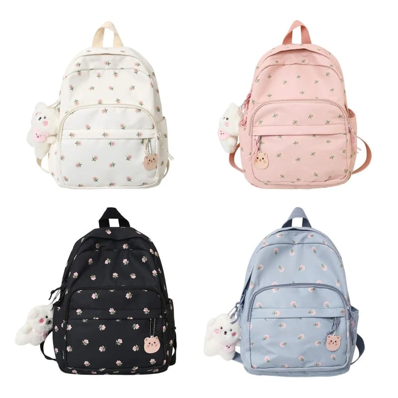 Zaino da scuola per ragazze adolescenti carino piccolo zaino da viaggio in Nylon con stampa floreale borsa da viaggio per Laptop College leggera Casual da donna