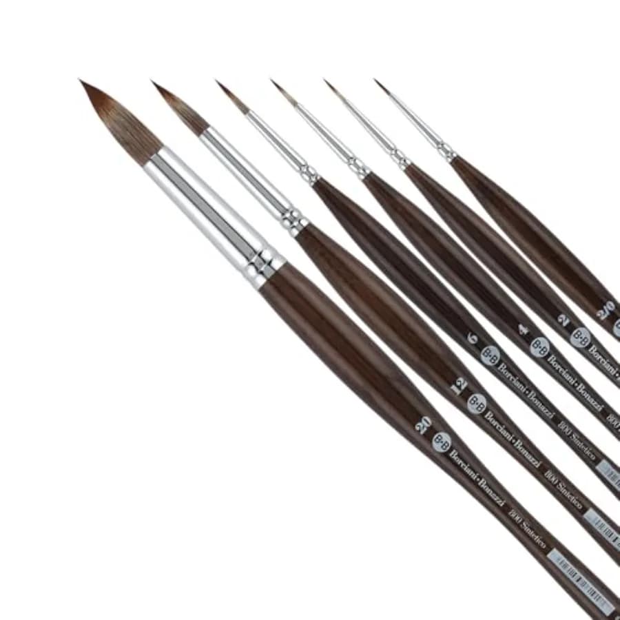Unico Synthetic Mongoose Artist Paint Brush - Series 800 Round - - Watercolors, Oil and Acrylic Paint - Handcrafted in Italy, A