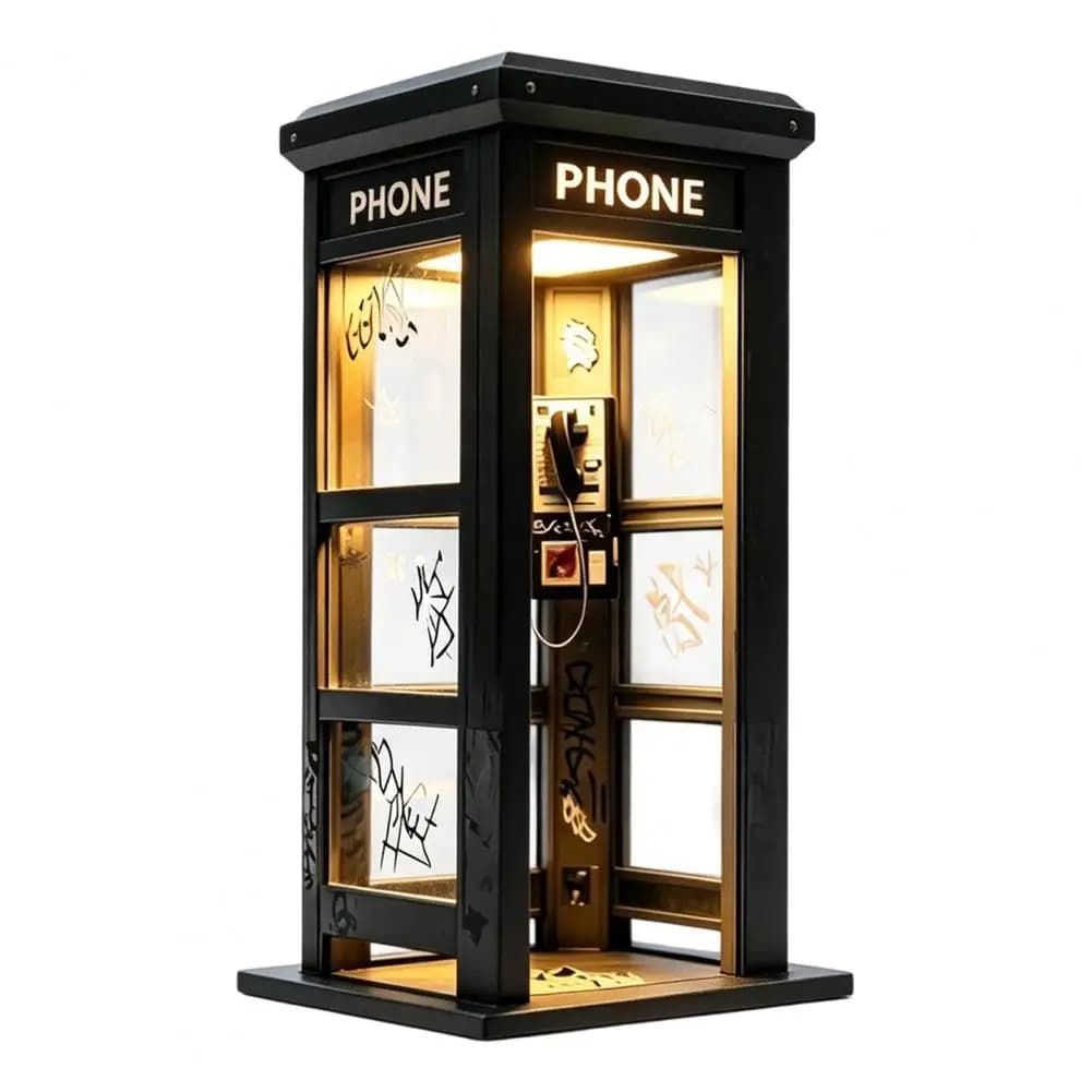 Lampada Notturna Vintage a Forma di Cabina Telefonica, Lampada da Comodino per Camera da Letto, Lampada Stradale Retrò Rossa con LED Caldo, Lampada da Scrivania in Miniatura