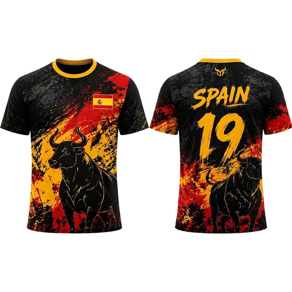 New Spain Flag 3D Print Jersey Men's Outdoor Sports Breathable Quick-Drying Soccer T-Shirt Summer Unisex Casual O-neck Top