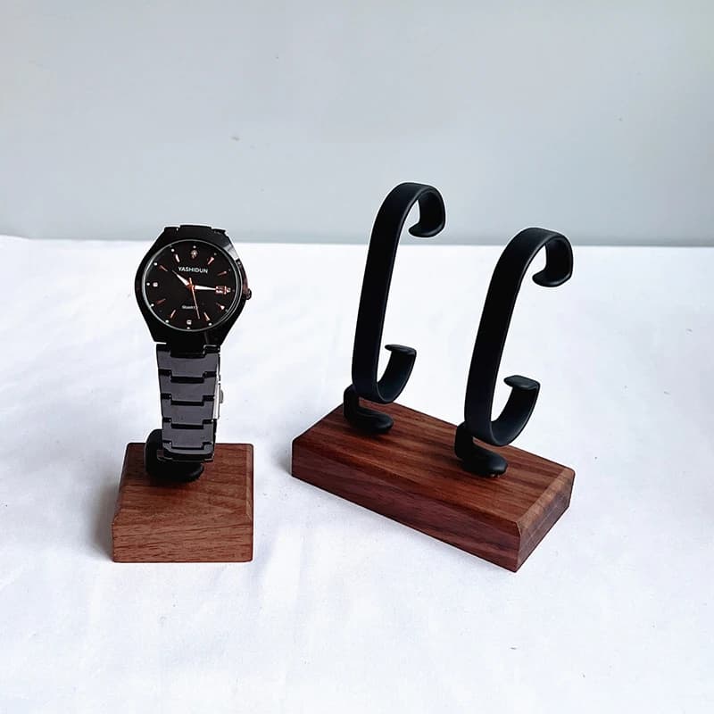 Supporto per orologio in legno a forma di C, espositore per gioielli, per bracciale, anello, orecchino, orologio, espositore per orologio in legno massello