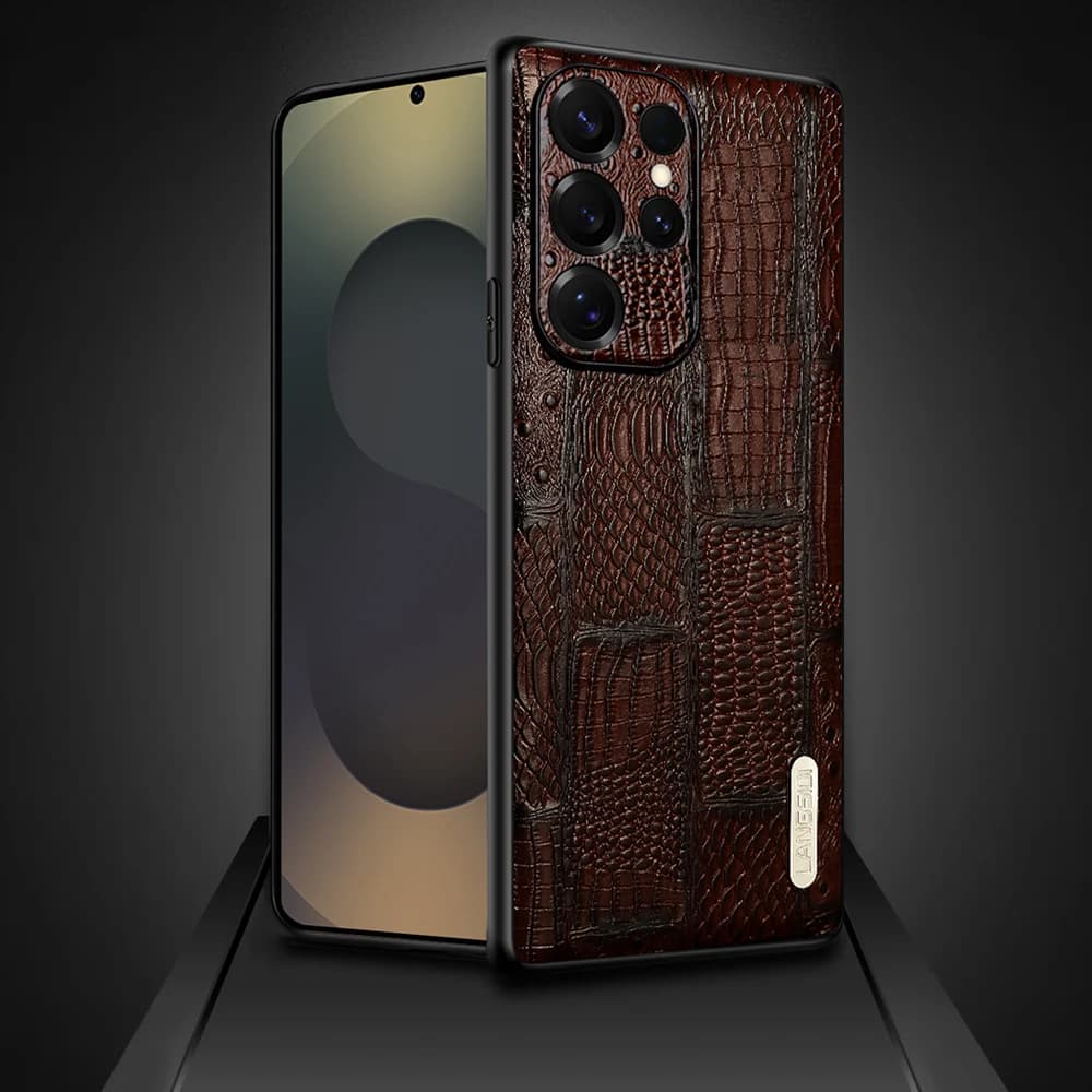 LANGSIDI Retro Leather Phone Case for Samsung Galaxy S 25 S25 S23 S24 Ultra S24 Plus S24Ultra S25Ultra Luxury Rear Cover