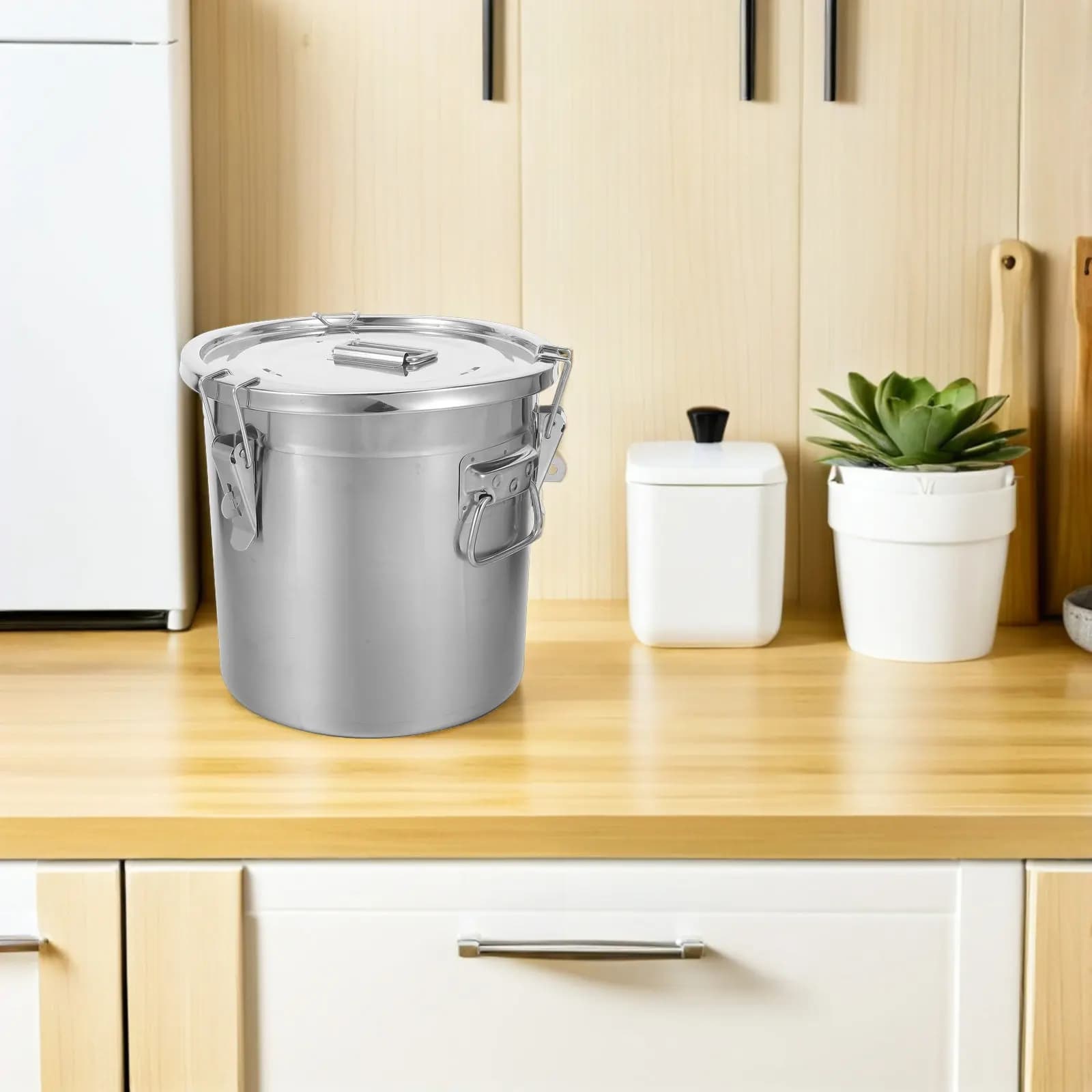 Contenitore per Alimenti in Acciaio Inox con Coperchio a Chiusura Ermetica, Barattolo Sigillato per Riso, Farina, Cereali, Legumi, Dispensa, Prodotti Secchi, Contenitori da Cucina