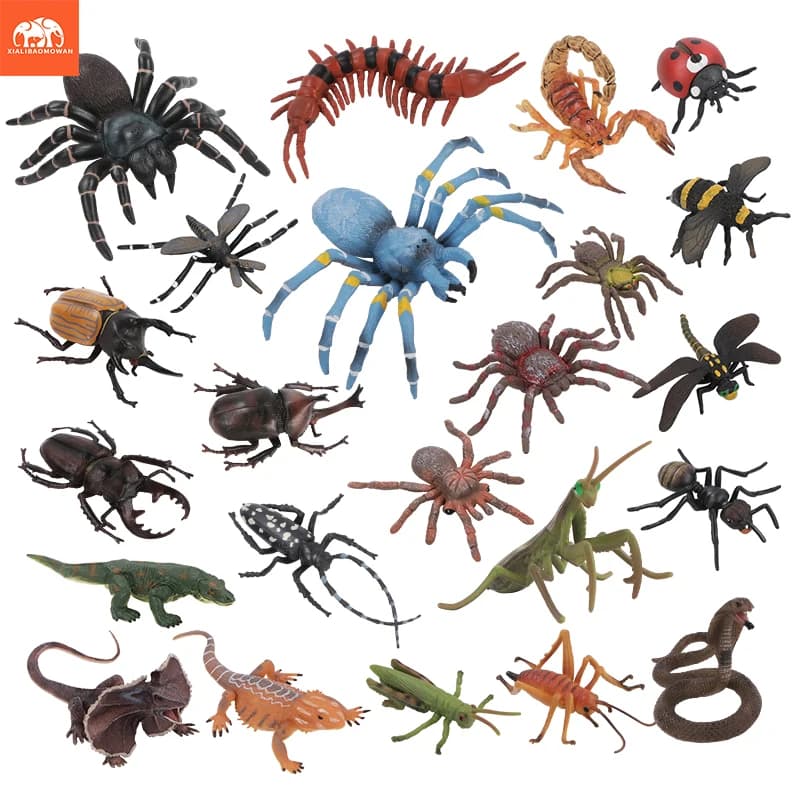 Set di Action Figure Educative di Insetti e Animali Selvatici - Ragno, Farfalla, Lumaca - Giocattolo per l'Apprendimento Cognitivo, Regalo per Bambini