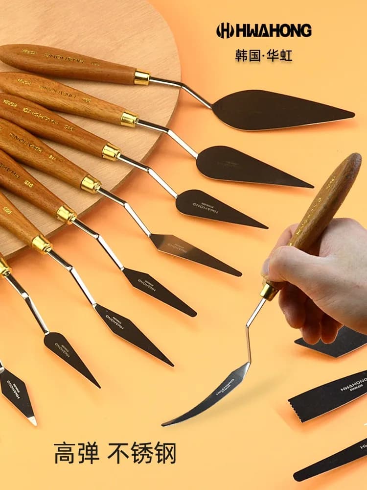 HWAGHONG Korea stainless steel art scraper acrylic paint heavy color oil pastel special small pointed texture knife