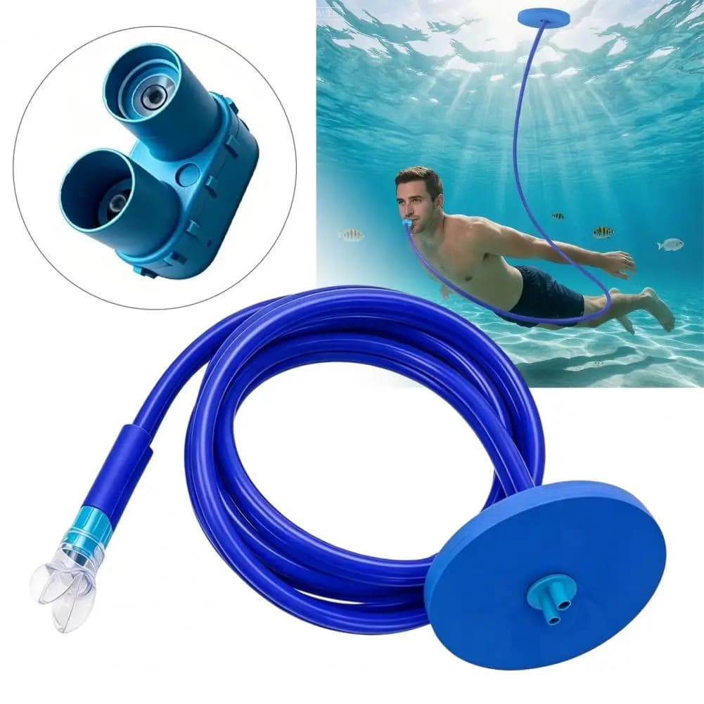 Silicone Snorkel Tube Full Dry Respirator Diving Breathing Device with Double Tubes Underwater Breathing Aid Snorkeling Gear