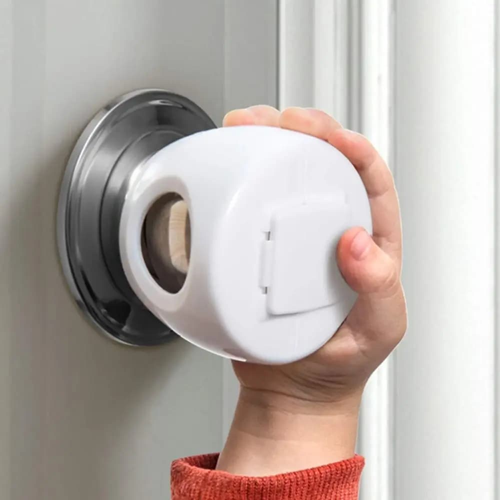 Resistente copertura per manopola di sicurezza per bambini in PP Manopola per porta rotonda a prova di bambino Copertura a prova di bambino Serrature per manopole per porta riutilizzabili bianche