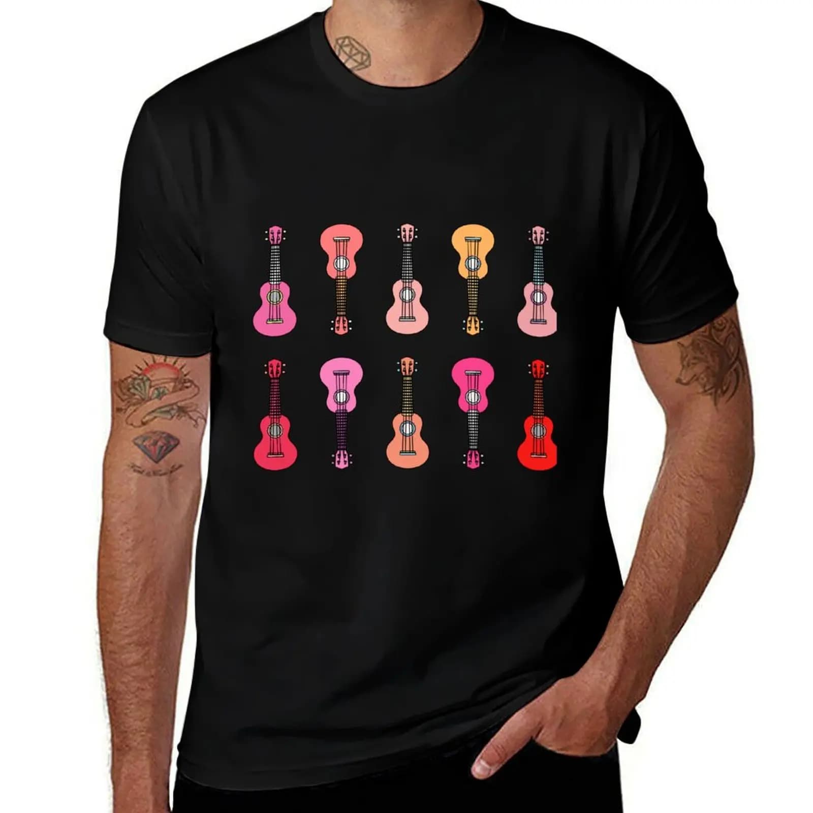 Ukulele, ukulele colorato/5 T-shirt T-shirt sportiva traspirante da uomo