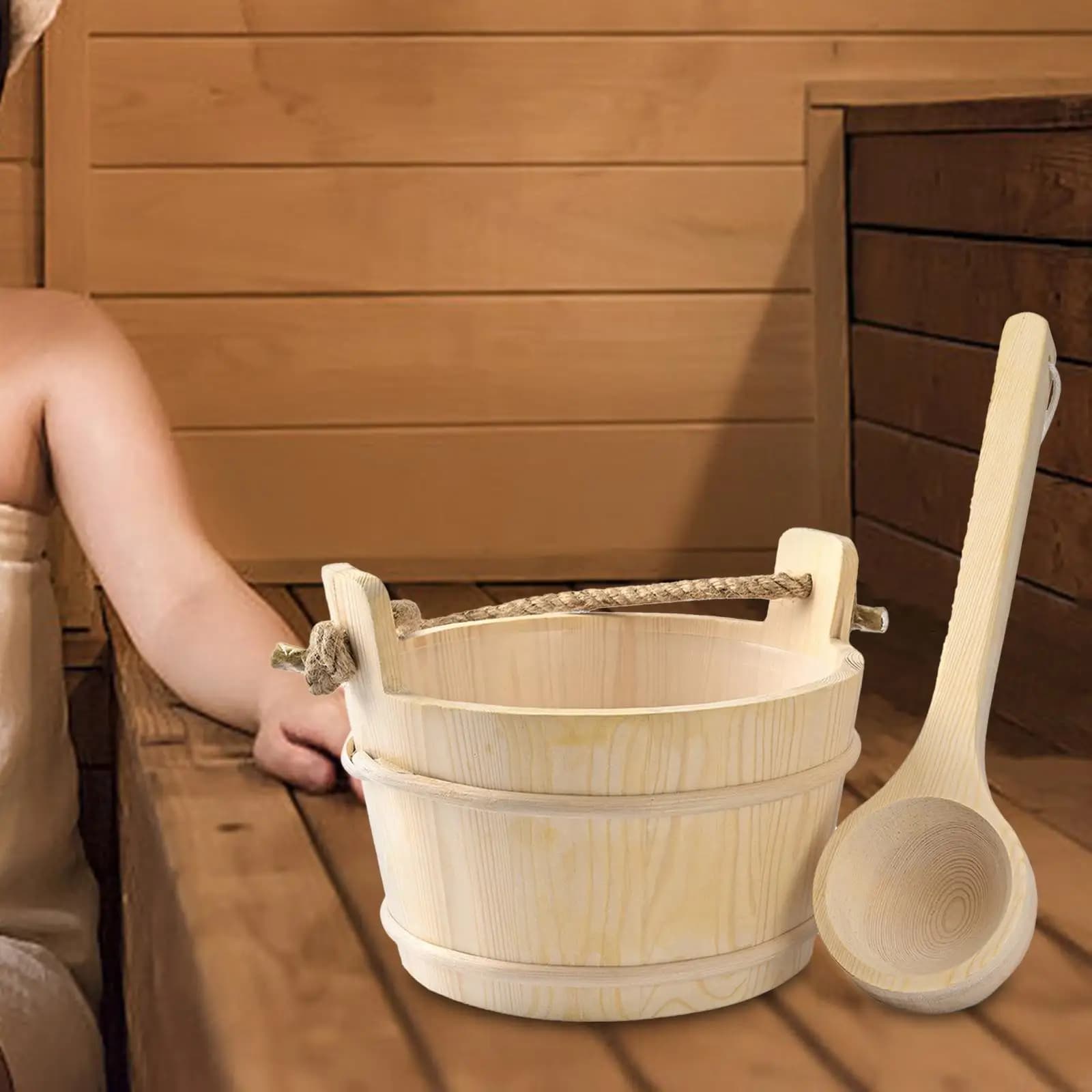 4 Liter Wood Sauna Barn with Spoon Portable Steam Cooking Bathroom SPA Accessory Baril Tools for Skin Weight Loss Benefits