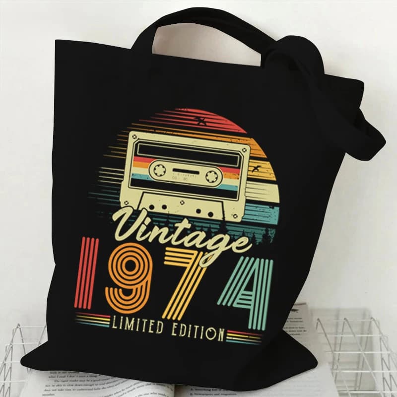 Women's Bags Vintage Canvas Shopping Bags 1974 1970~1979 Bags and Bags Reusable Round Bags Women's Shoulders Bag