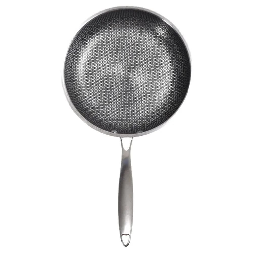 Padella Antiaderente in Acciaio Inox da 8 Pollici, Piccola Padella per Uova, Facile da Pulire, Fondo a Nido d'Ape per Distribuzione Uniforme del Calore su Gas