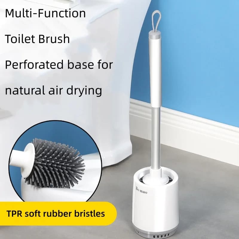 Spazzola per WC in Silicone con Base, Spazzola per Pulizia WC con Supporto, Strumenti di Pulizia a Setole Morbide, Accessori per il Bagno