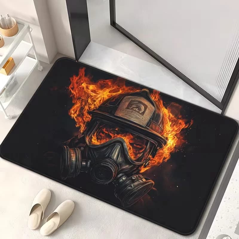 Piece of Firefighter Themed Printed Anti Slip Door Mat and Floor Mat Living Room Entrance Camping Camping Floor Mat Decoration