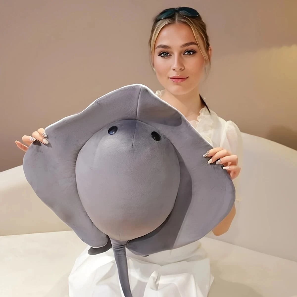 Un nuovo peluche di una manta ray, carino e confortevole, adatto per abbracciare, bambola cuscino serie marina, festa di compleanno in acquario gi