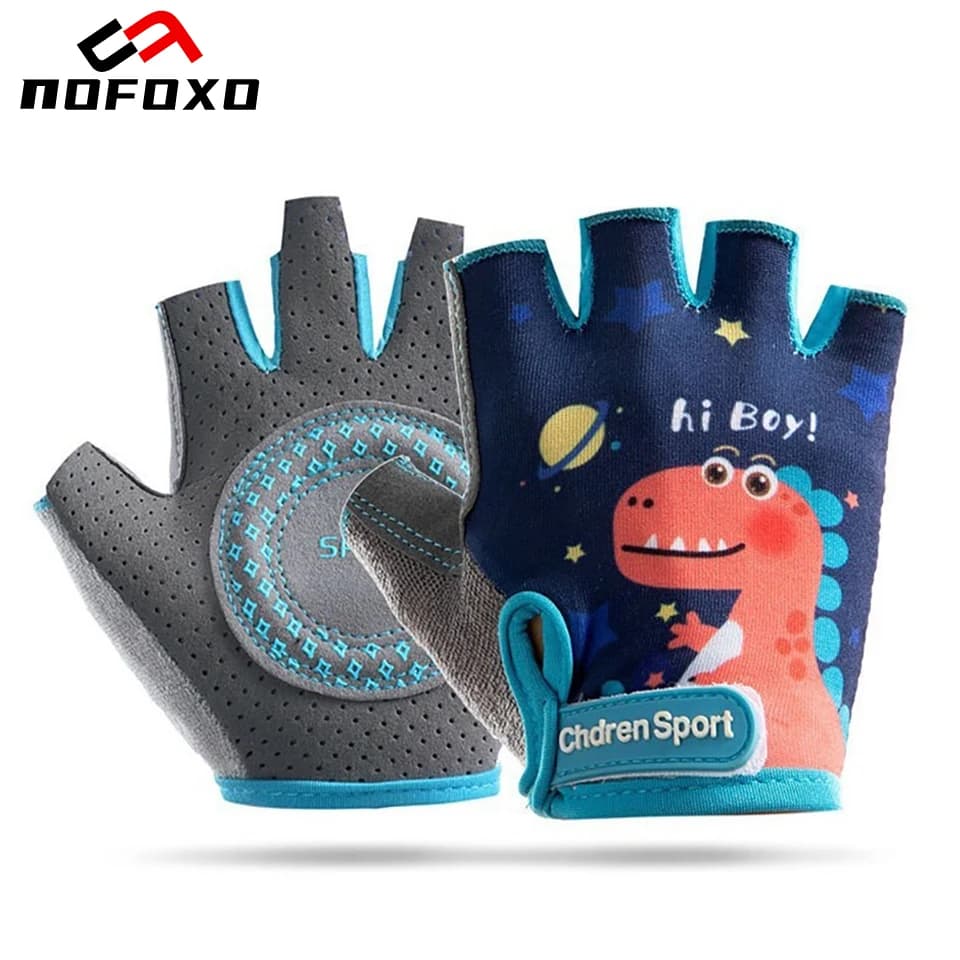 NOFOXO Sports Gloves for children half fingers, non-slip finger gloves, which absorb sweat, for training, riding, for boys and girls