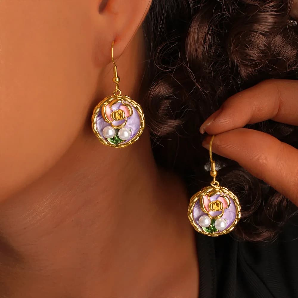 DIY accessories Guangdong decoration light luxury high-end copper pendant earrings women's cross-border explosion stainless stee