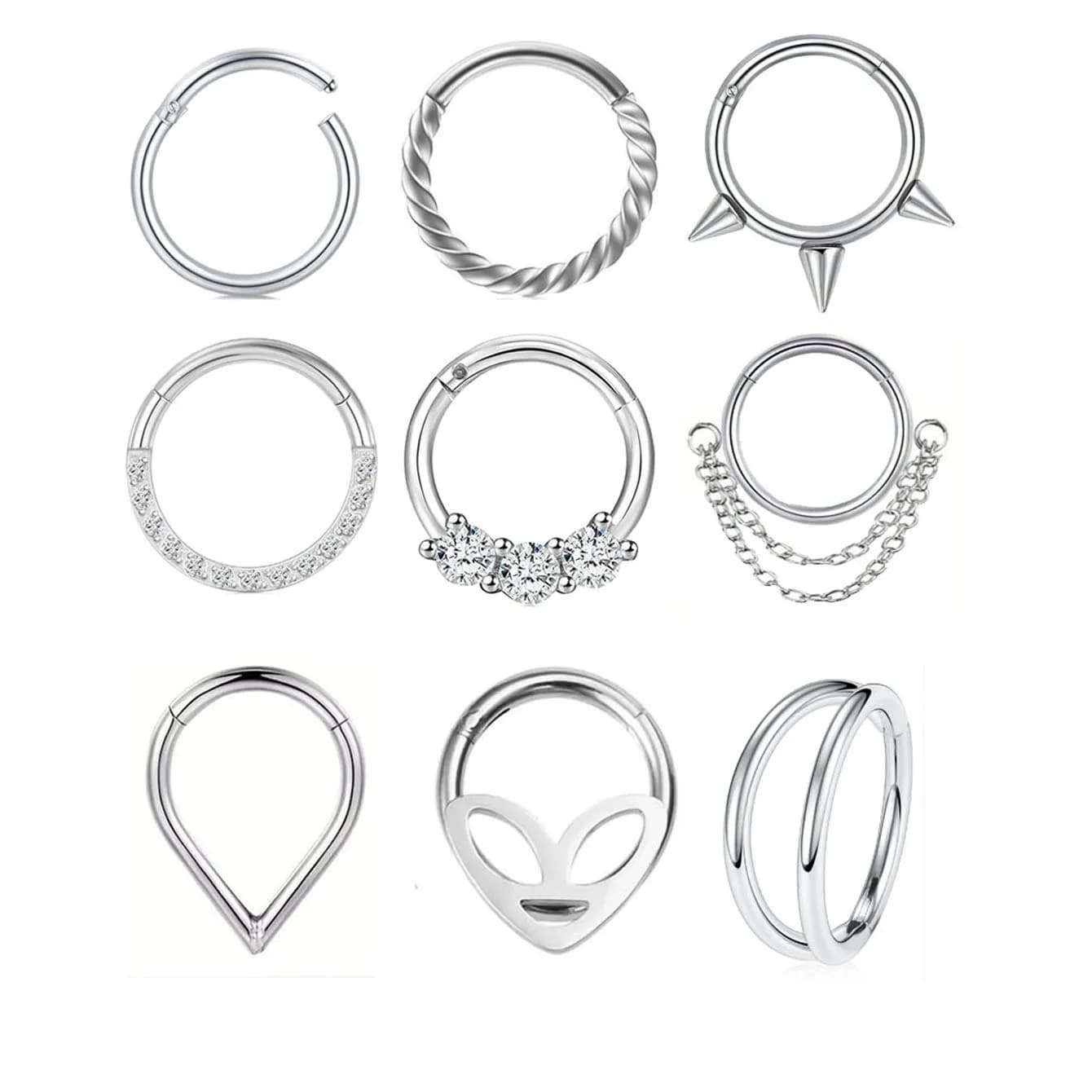 1PC In Acciaio Inox Incernierato Segmento Anello Al Naso 16G Tettarelle Da Biberon Clicker Dell'orecchio Cartilagine Trago Helix Lip Piercing Unisex Gioelleria Raffinata E Alla Moda