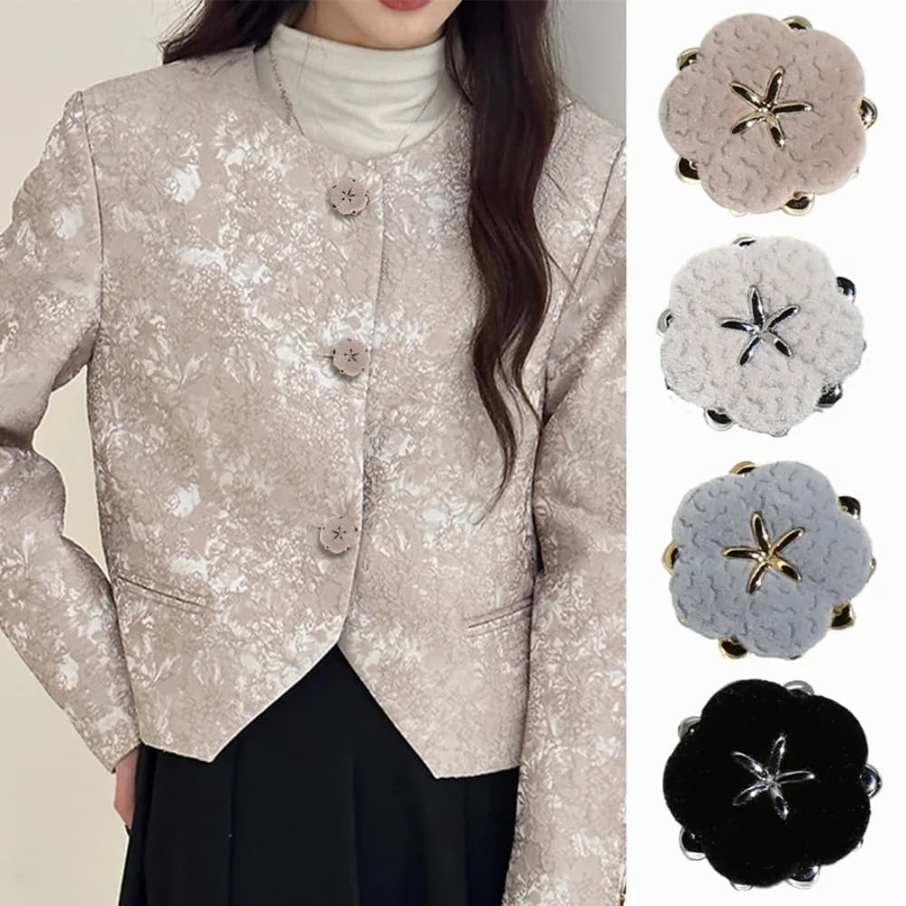 FCXDG 10pcs moda bellissimi fiori floccaggio bottoni in metallo giacca da donna Cheongsam Trench Coat bottoni decorativi prugna