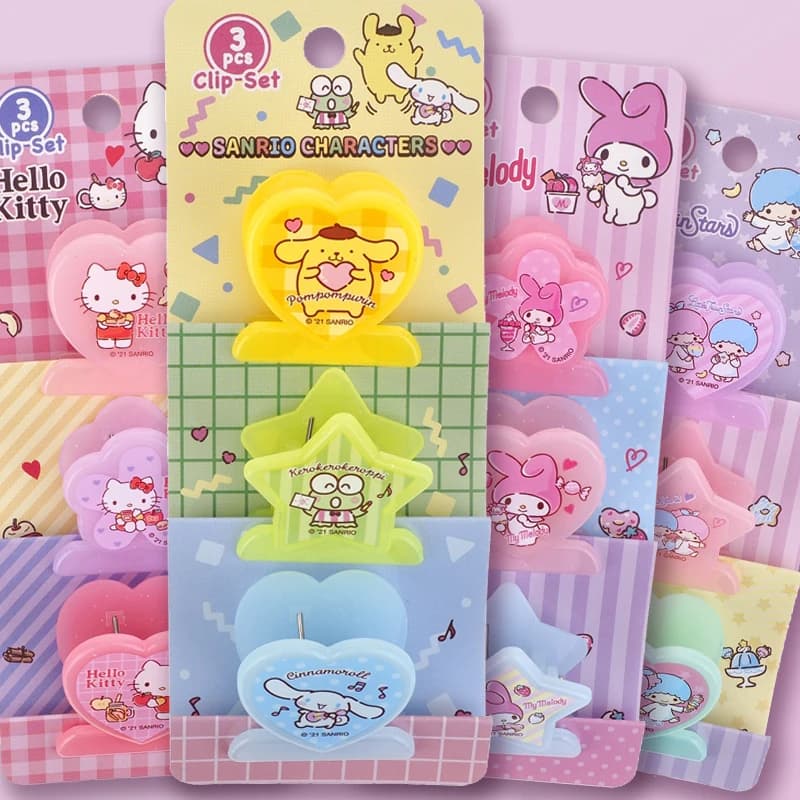Originale Sanrio Little Twin Stars Cinnamoroll Melody Cartoon Plastic File informazioni Set di Clip multiuso Anime peluche