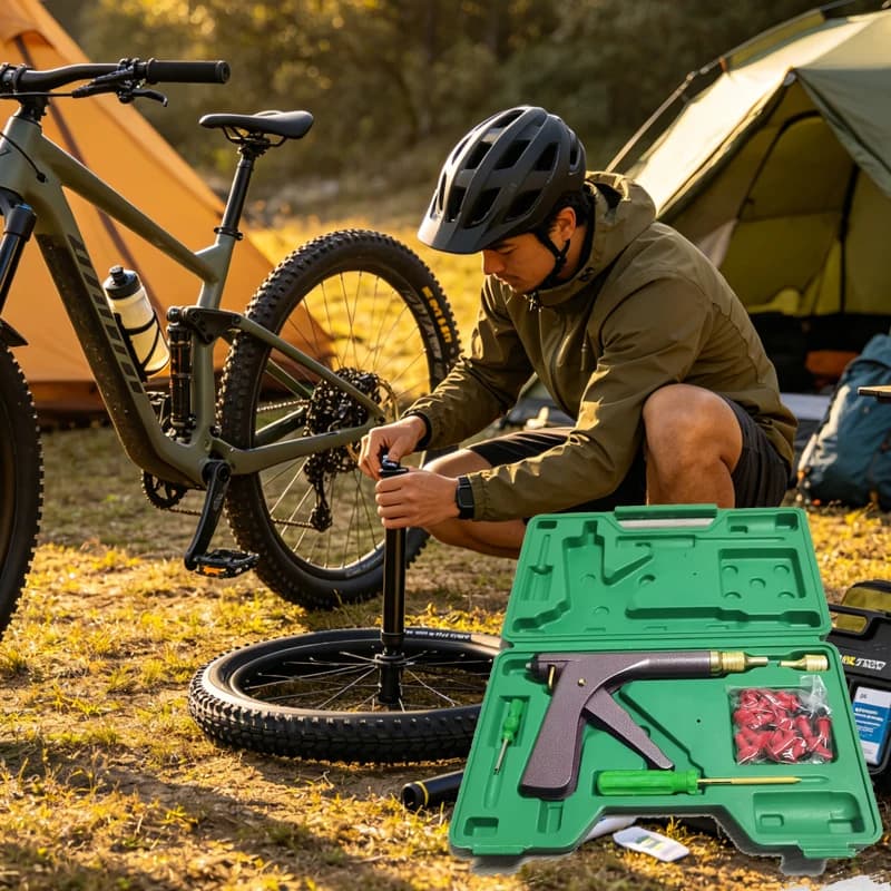 Kit di Riparazione Pneumatici Tubeless per Auto con Pistola per Riparazione e Tappi a Fungo