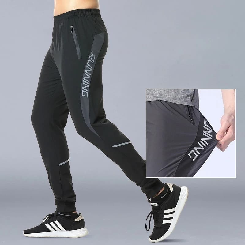 Pantaloni sportivi da uomo in seta di ghiaccio con coulisse, traspiranti, ad asciugatura rapida, tasche con cerniera, allenamento per basket, pantaloni sportivi da corsa