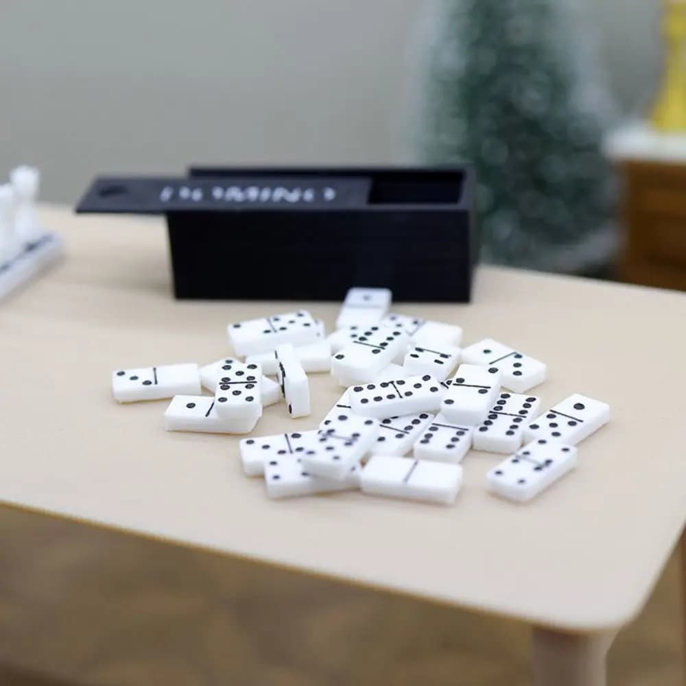 1 Set High Quality 1:12 Dollhouse Miniature Domino Model Dot Mini Black&White Building Learning Toys PLA Dominoes Board Game