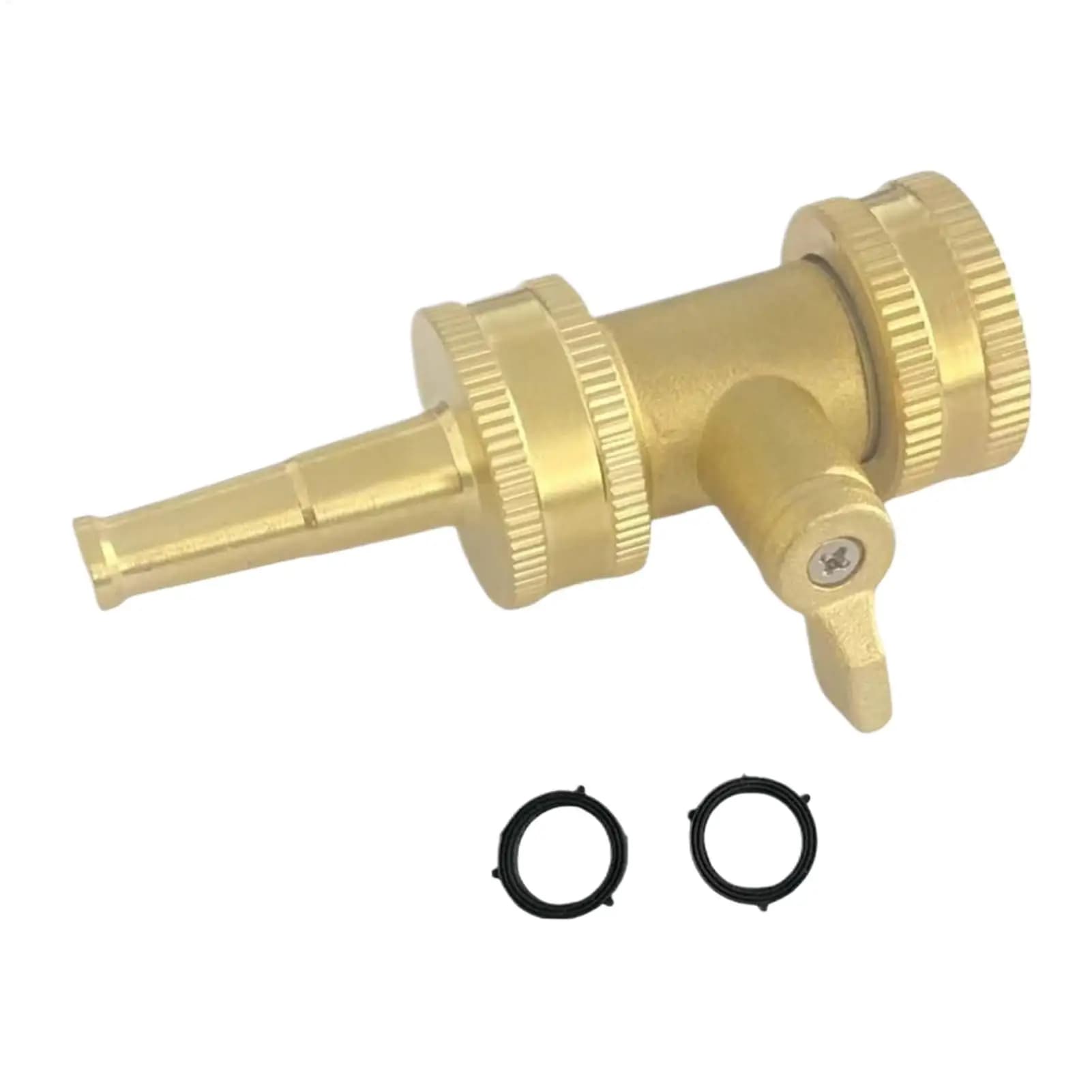 Brass garden hose nozzle with valve, high pressure irrigation nozzle for outdoors, garden hose accessories