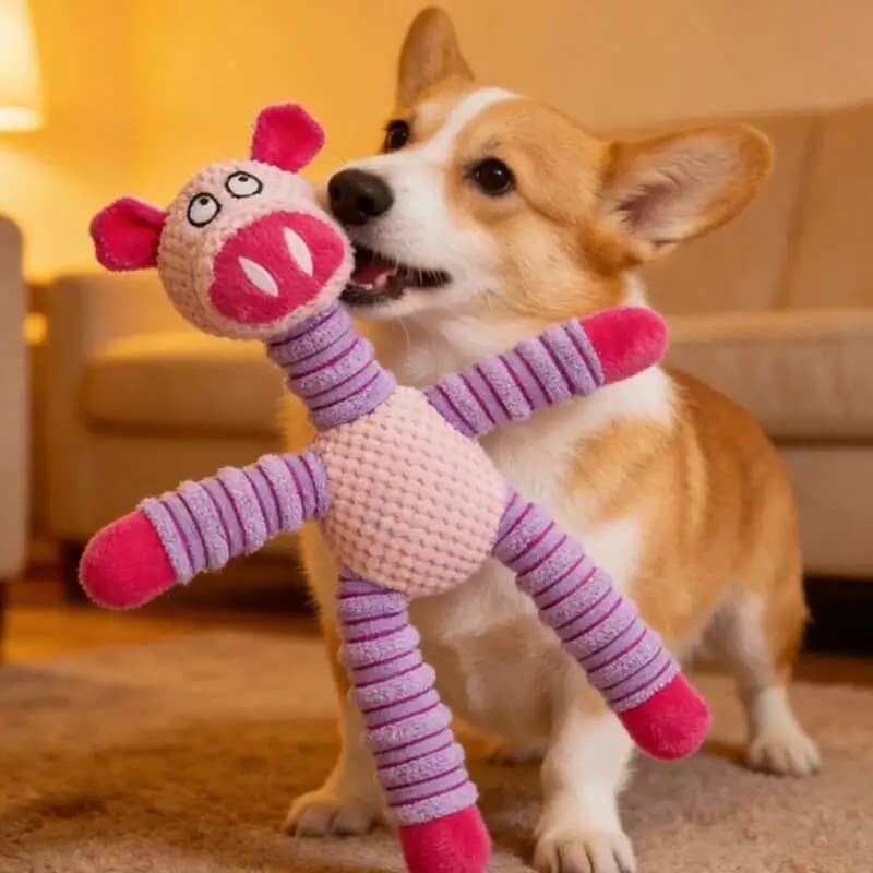 Plush Dog Toy Cute Stuffed Animal Toy for Small Medium Dogs Teething Chew Toy for Puppy Interactive Playmate Reduces Anxiety