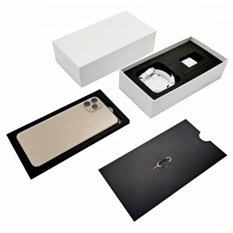 ‌ Custodia rigida bianca di lusso da 10 pezzi per iPhone 13 14 15 16 Pro Max Scatola di imballaggio di marca con logo personalizzato per smartphone usato w36