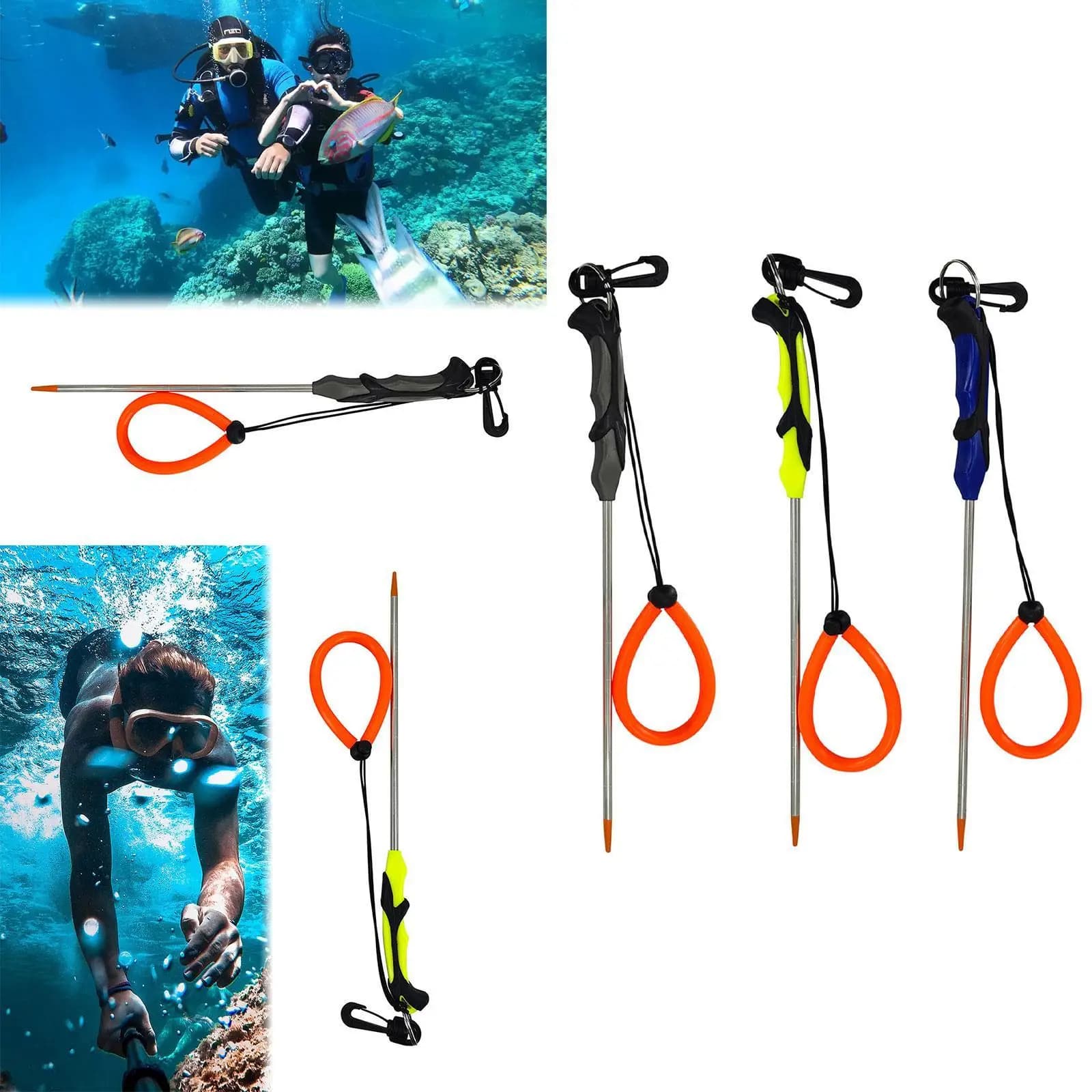 Attrezzi per Immersioni, Bastoncino Puntatore Subacqueo in Acciaio Inox con Impugnatura in Gomma, Asta per Stuzzicare gli Aragoste, per Snorkeling e Sport Acquatici