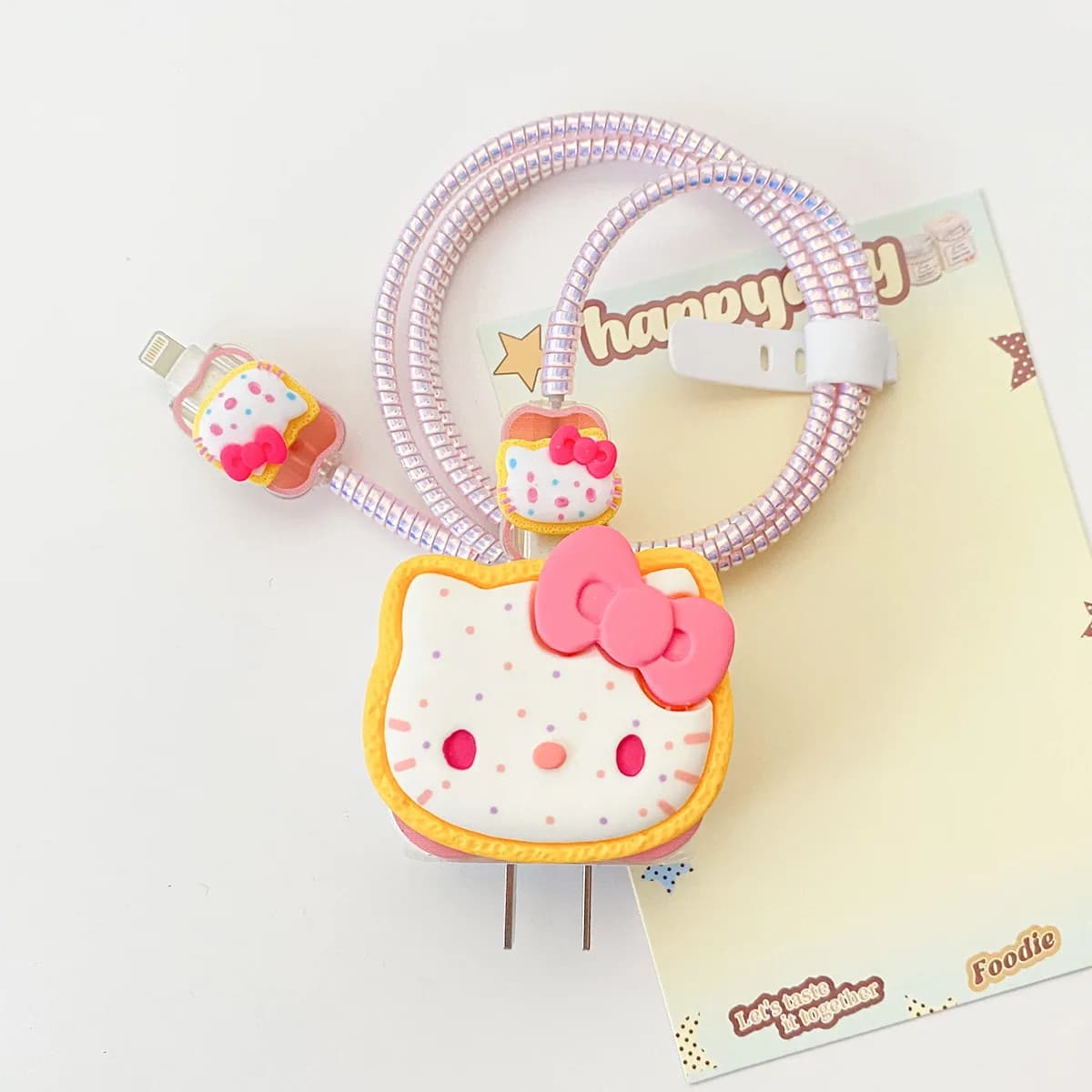 4 in 1 Kitty Wave Charger Cable Protector Case For iPhone 15 14 11 16 18w 20w Charging Head Protective Cover Winder Accessories
