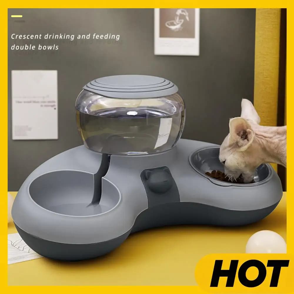 Ciotola per cibo per gatti 2 in 1 con serbatoio d'acqua da 1,4 litri, distributore automatico di acqua per gatti, supporto per bere, abbeveratoio automatico, accessori per animali domestici