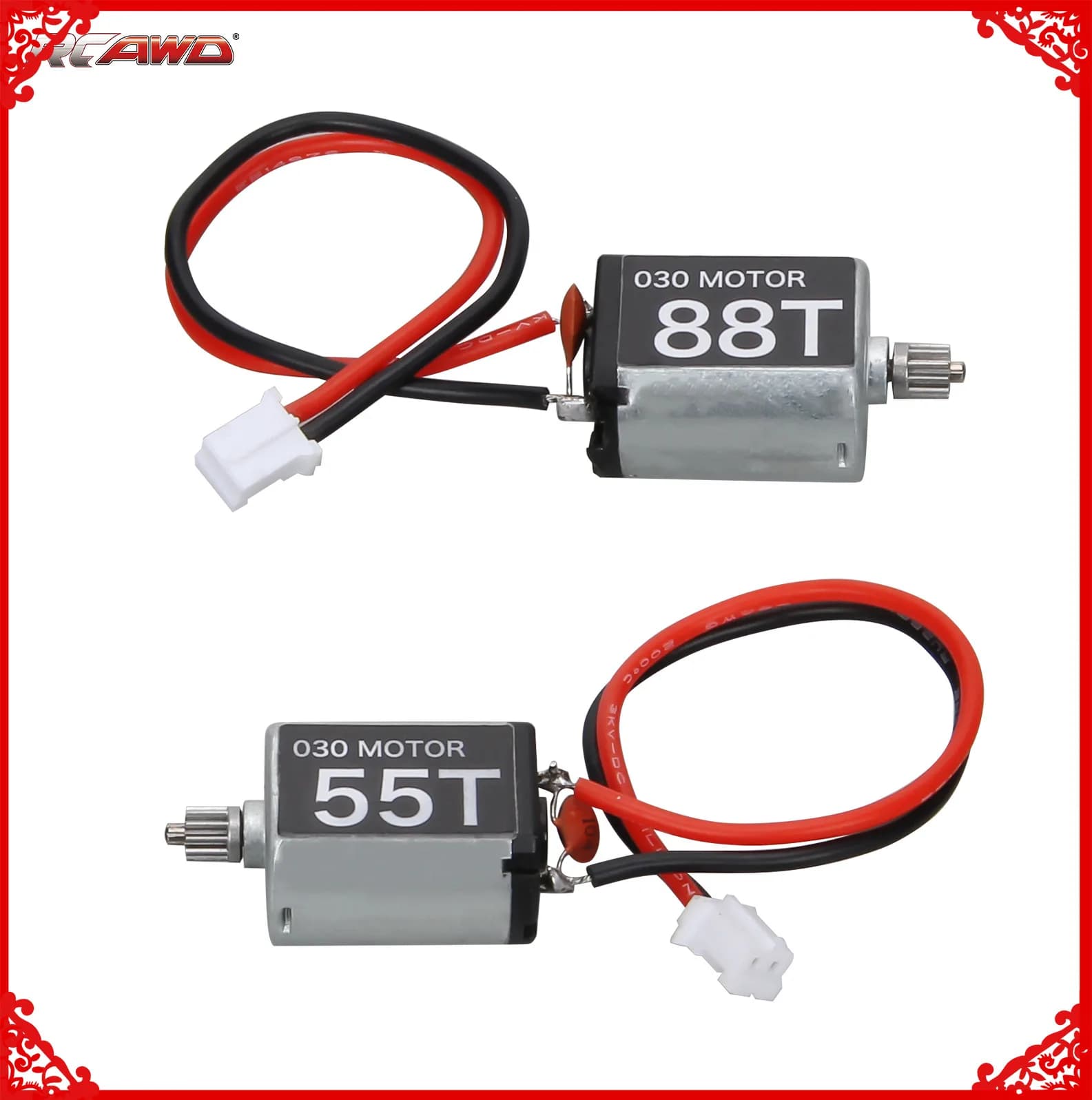 RCAWD 030 dimensioni motore 55T (giri) spazzolato in carbonio e 88T con pignone in acciaio 11T (denti) per cingolo 1-24 SCX24