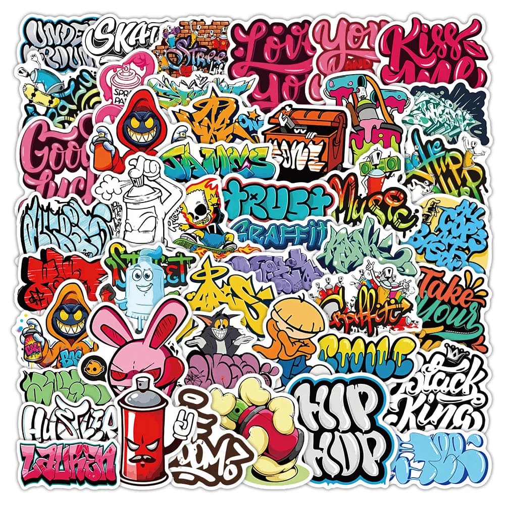 50 Pezzi Adesivi Cool Graffiti Street Art per Laptop, Skateboard e Bottiglie d'Acqua - Decorazioni Sticker Story Store
