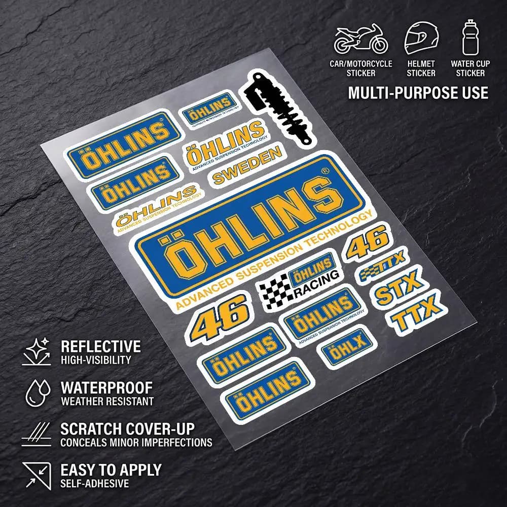 for OHLINS Universal Multi-Purpose Reflective Waterproof Stickers Scratch Conceal For Auto Bike Helmet Mug Fridge Decoration