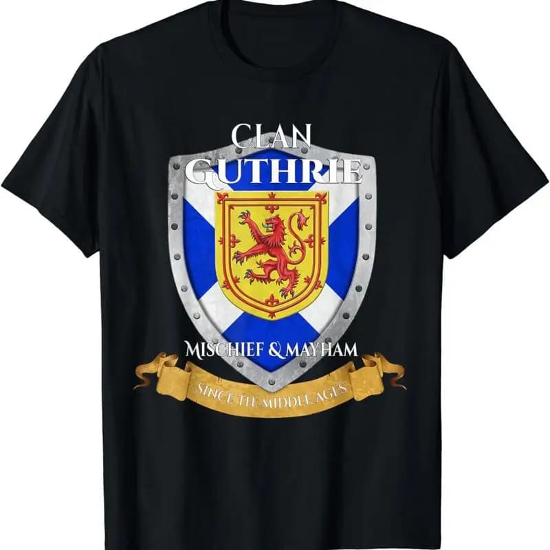 Min New Limited Clan Guthrie T-shirt con scudo scozzese della famiglia scozzese