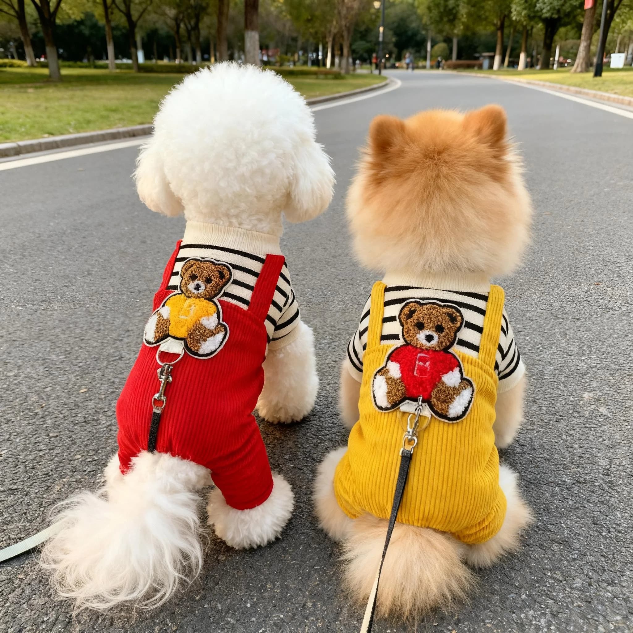 Abbigliamento per Cani in Pile Spesso, Tuta a Quattro Zampe Calda per Esterni, Pantaloni con Imbracatura per Cani Piccoli, Teddy, Bichon, Stile Casual Invernale, Abbigliamento per Animali Domestici