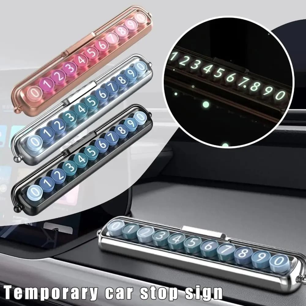 Hidden Auto Plastic Phone Plate Gold Silver Black Temporary Parking Card Lighting Wheel Interior Decoration of the Car