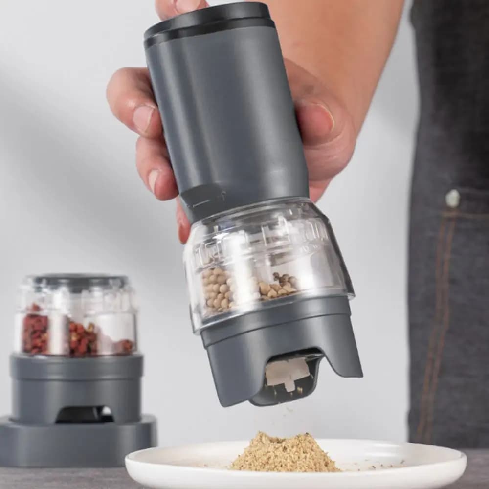 Set Macinapepe Elettrico Ricaricabile con Regolazione Automatica della Grana, Macina Spezie con Nucleo in Ceramica per Sale e Pepe