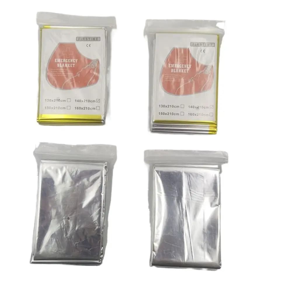 5PCS Coperta di emergenza antivento Coperta termica multiuso in lamina d'oro-nastro Coperta pieghevole per ipotermia Coperta per ipotermia da escursionismo