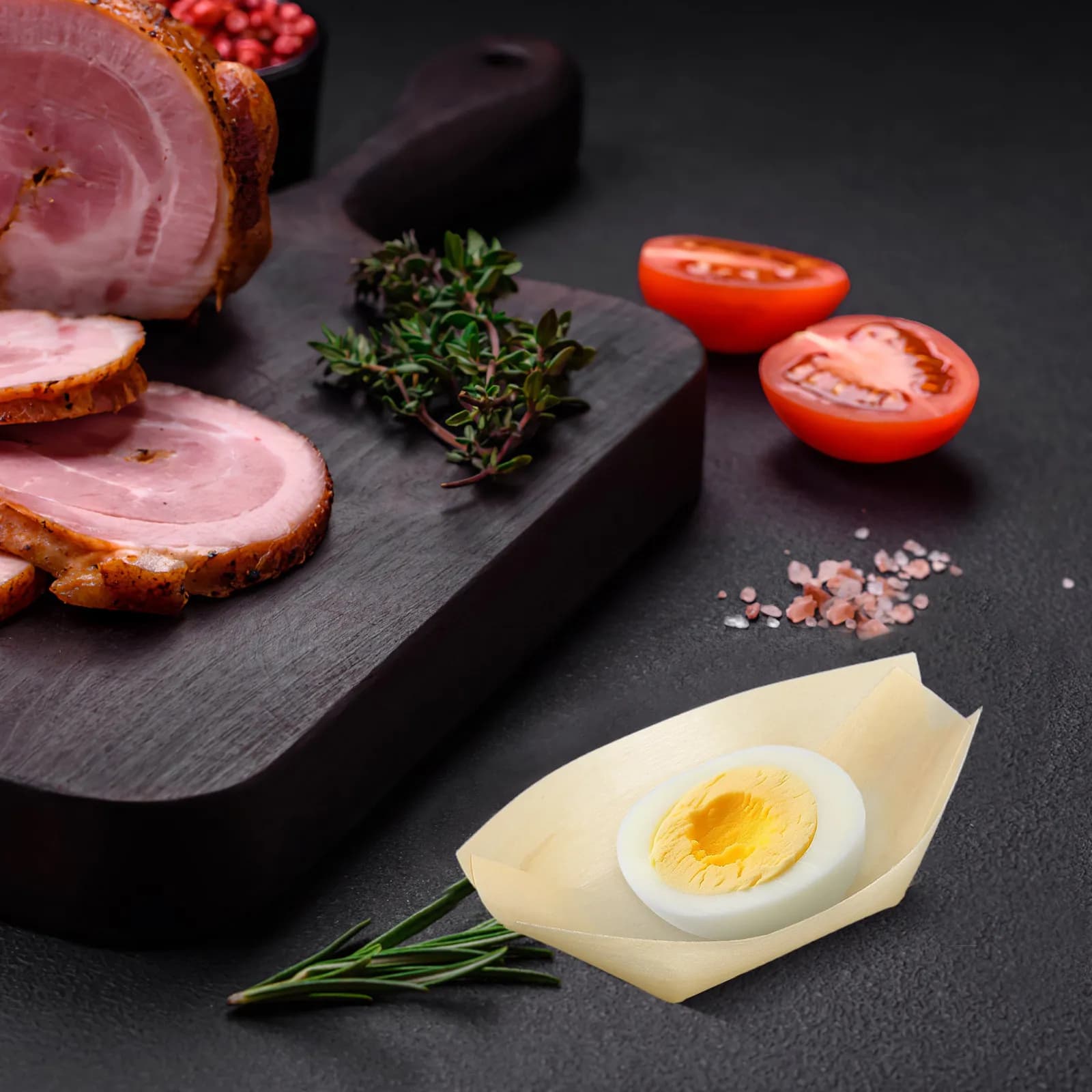 Set di 50 Barchette in Legno per Sushi, Piatti Creativi per Asporto, Preparazione Pasti, Conservazione Snack, Contenitori Impilabili Salvaspazio